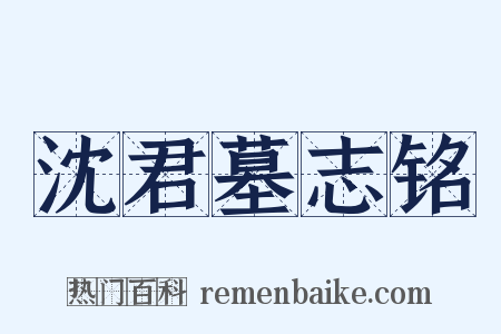 沈君墓志铭是什么意思的图片